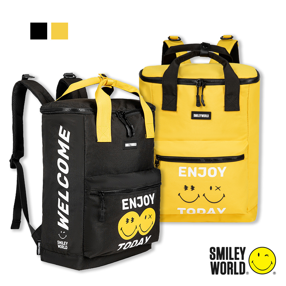【SMILEY WORLD】  多功能簡約兩用式後背包/單肩包手提包/大容量後背包/立體筆電後背包/學生包/潮流包(2色可選)