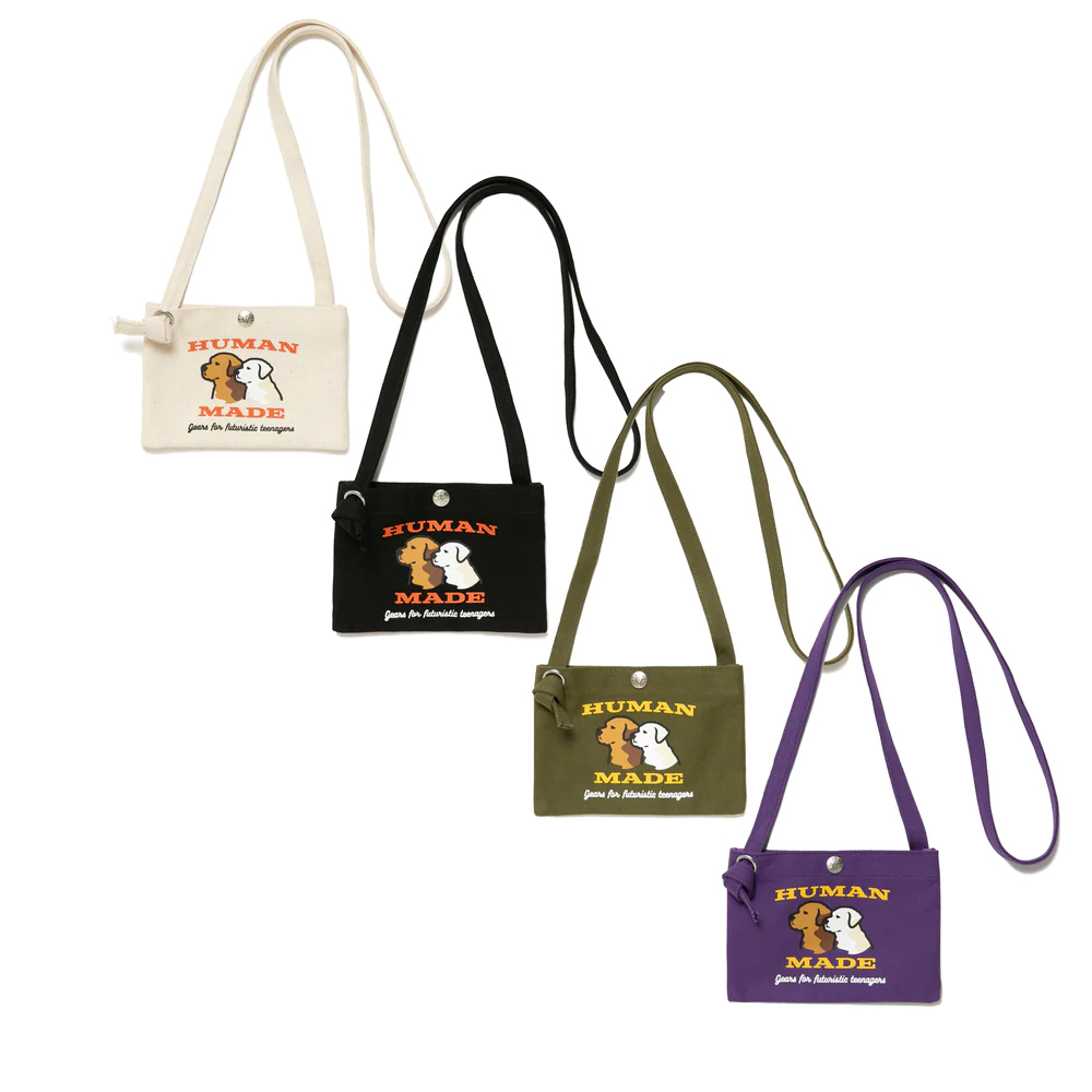 -(B013)-HUMAN MADE MINI SHOULDER BAG 純棉 拉布拉多 肩背迷你包 黑/白/墨綠/紫-HM25GD048