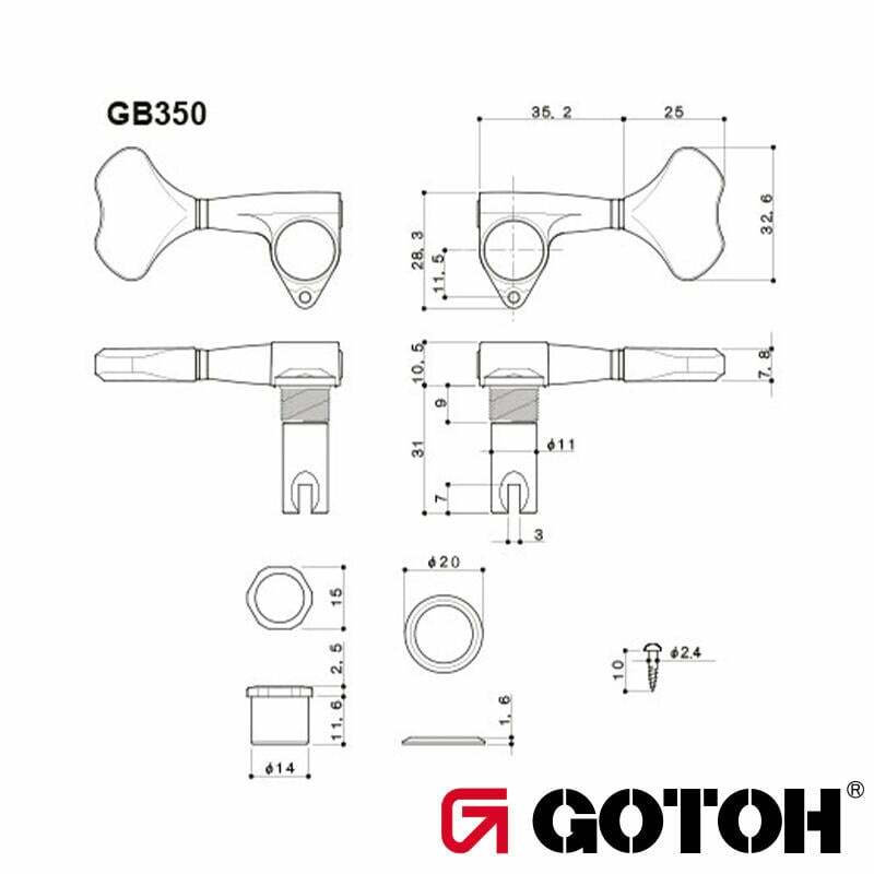 Gotoh GB350 電貝斯 調音 弦鈕 鎳黑色