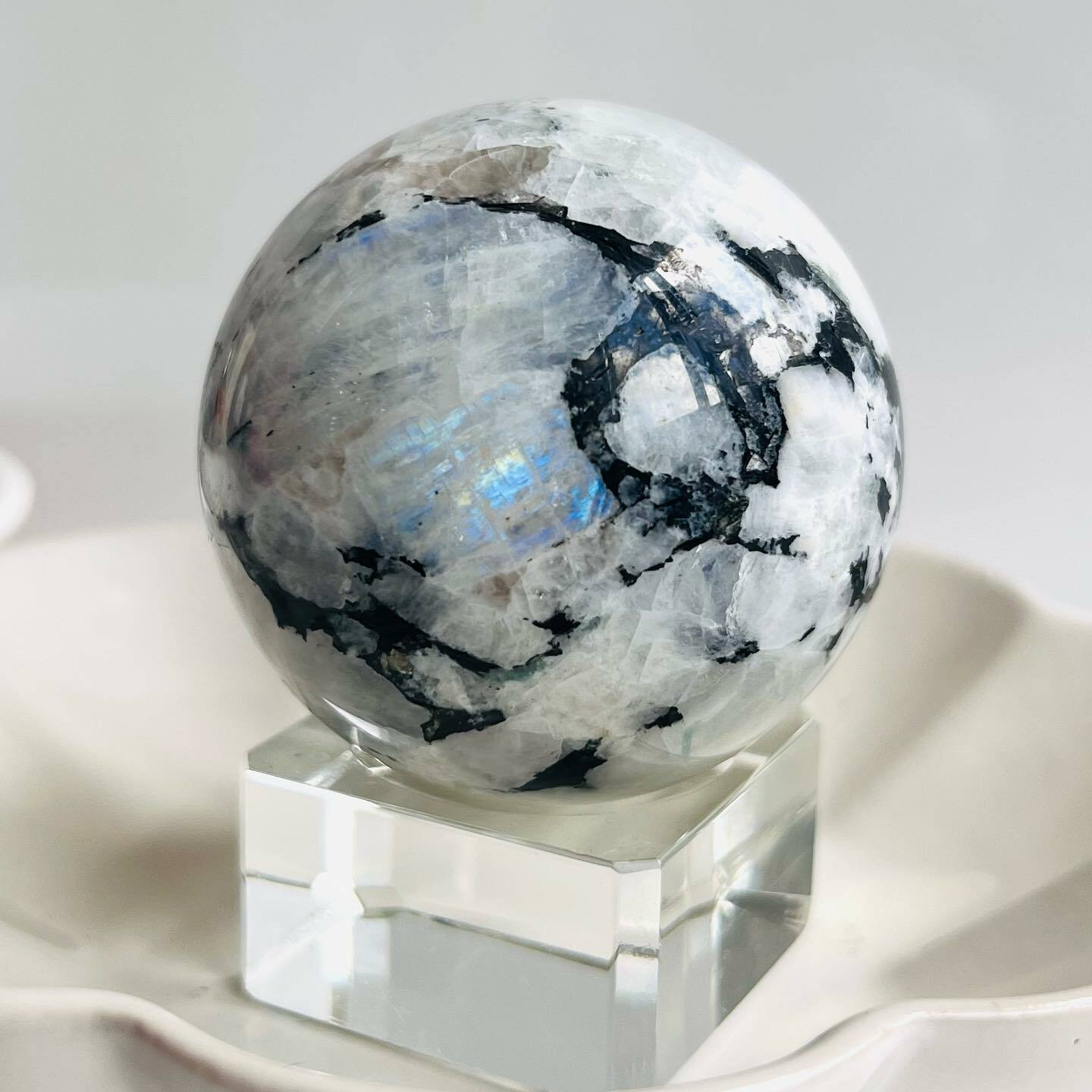 [原石] 印度彩虹月光石 水晶球 5公分