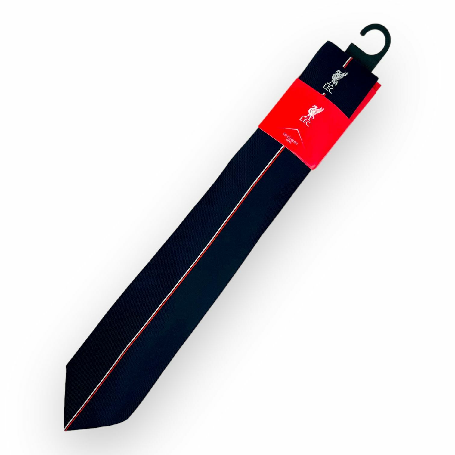 利物浦深藍色銀紅直線領帶