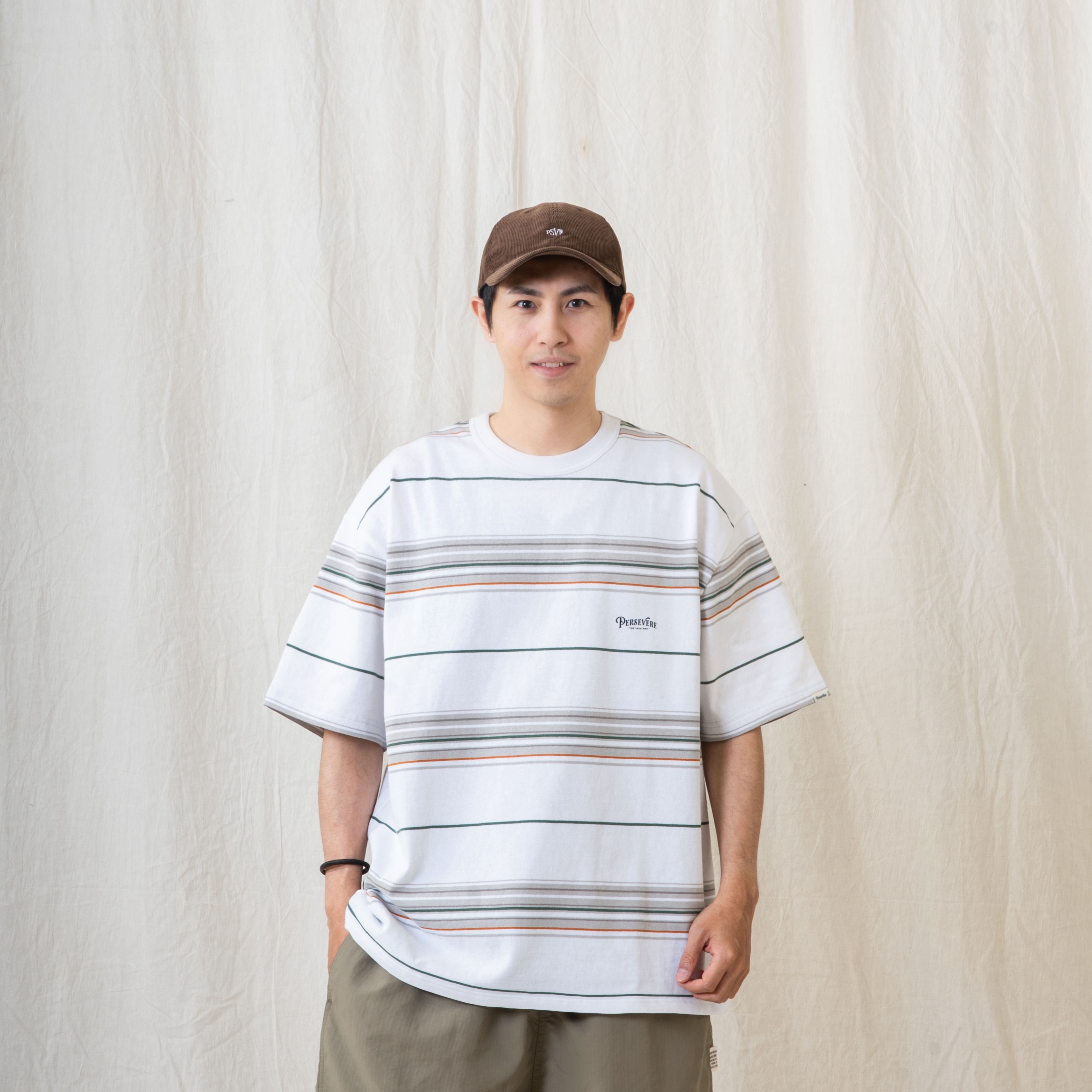 PERSEVERE ASYMMETRICAL STRIPE T-SHIRT - Black & Blue st 