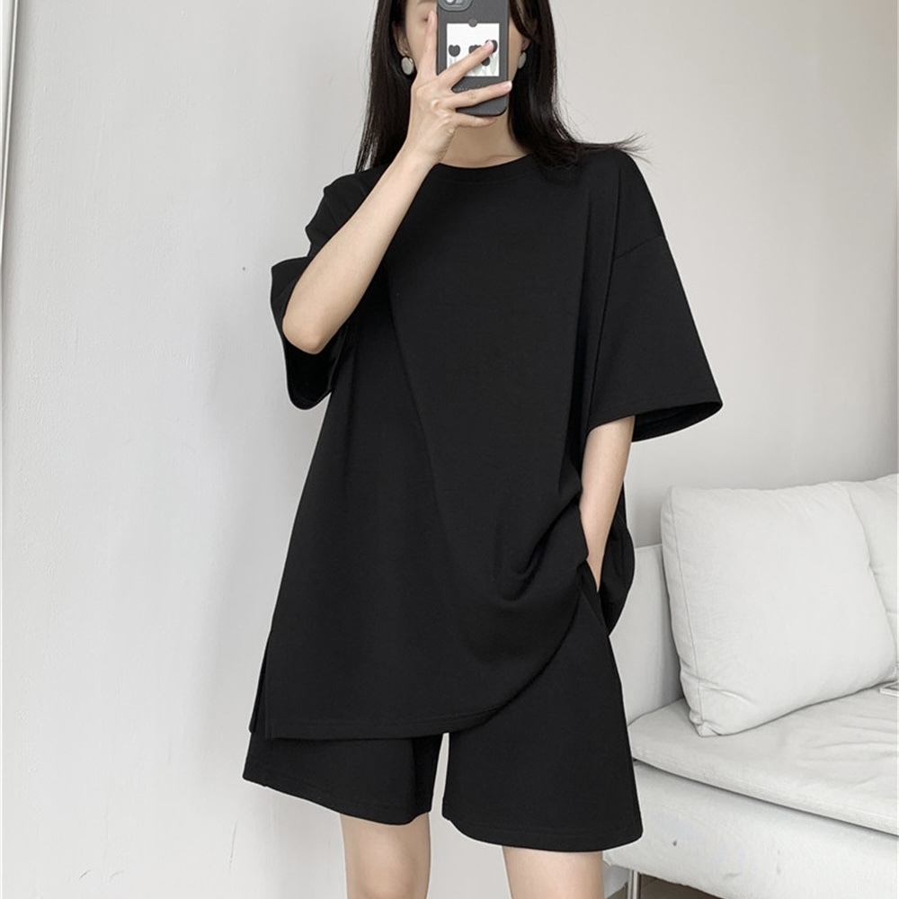 【現貨】Concept 韓國 素Tee 素色 素面 落肩 寬鬆 厚磅 挺版 舒適 短袖 抽繩 短褲 套裝