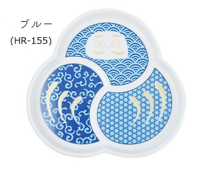 日本九谷燒陶瓷達摩瓦碟(藍) (日本製)