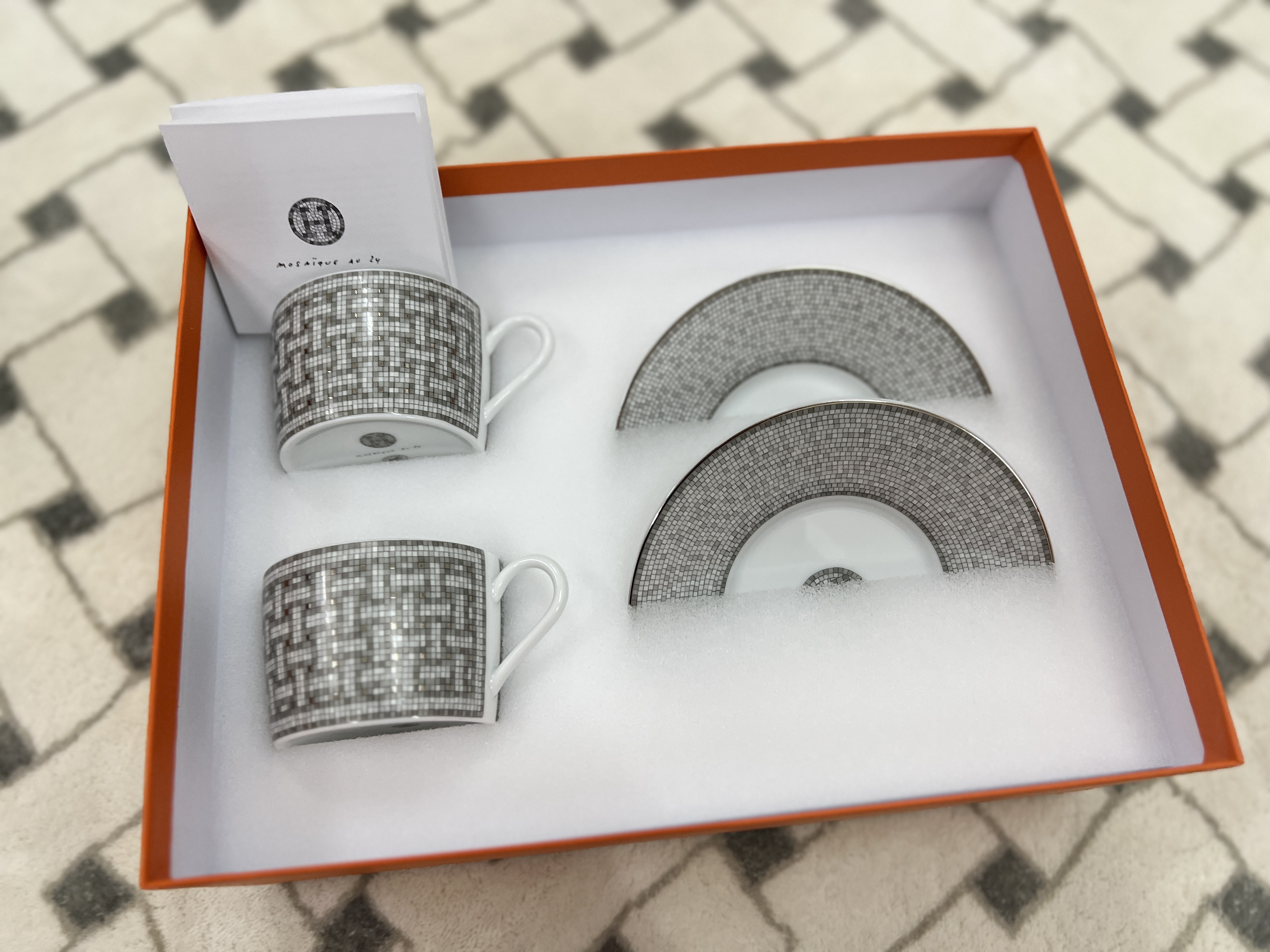 Hermes mosaique Au 24 sliver coffee cup set 咖啡杯