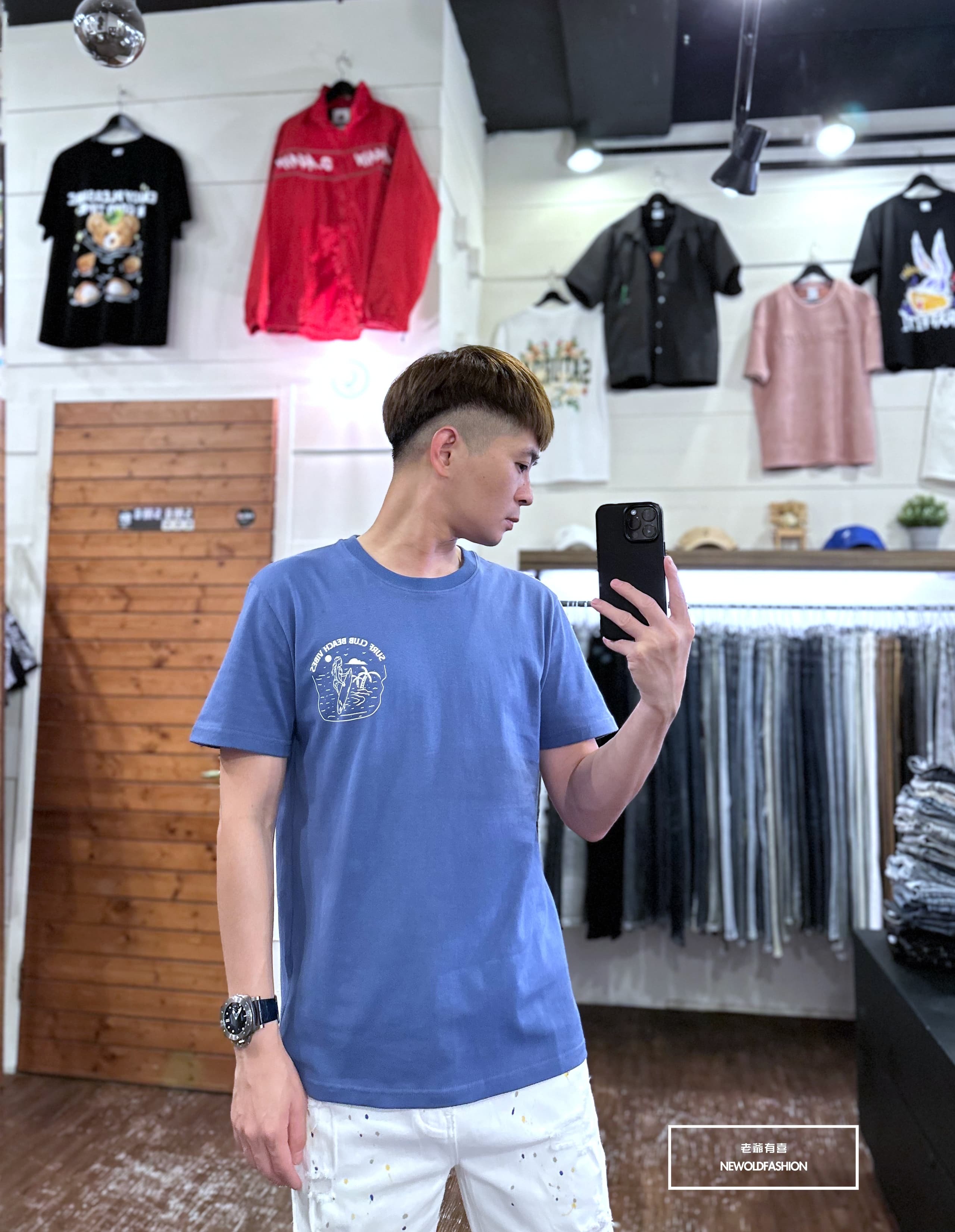 『新品上市』重磅SURF滑板女郎短T-藍