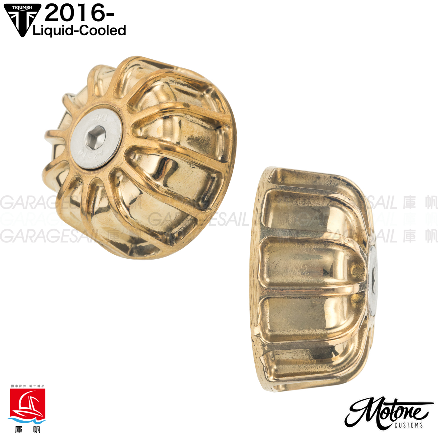 Motone 水冷凱旋專用 把手端 端子蓋 皇冠 - 黃銅
