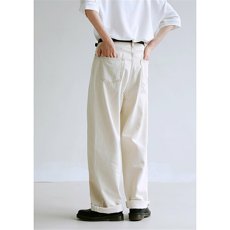 日本 Apresjour 米白牛仔布褲男好適用