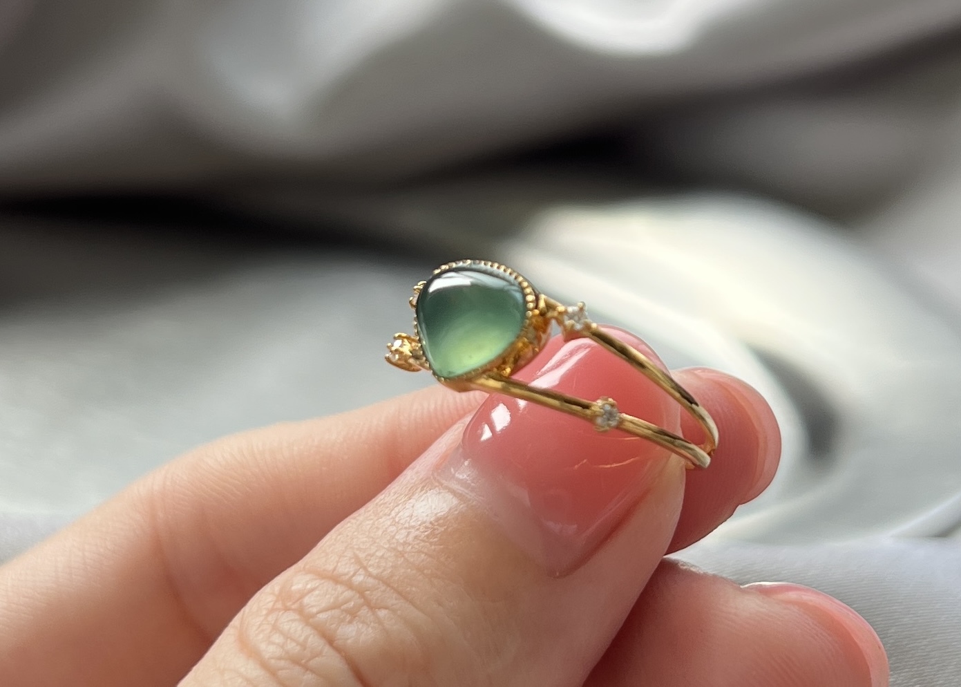 老藍水精品鑲嵌戒指18K