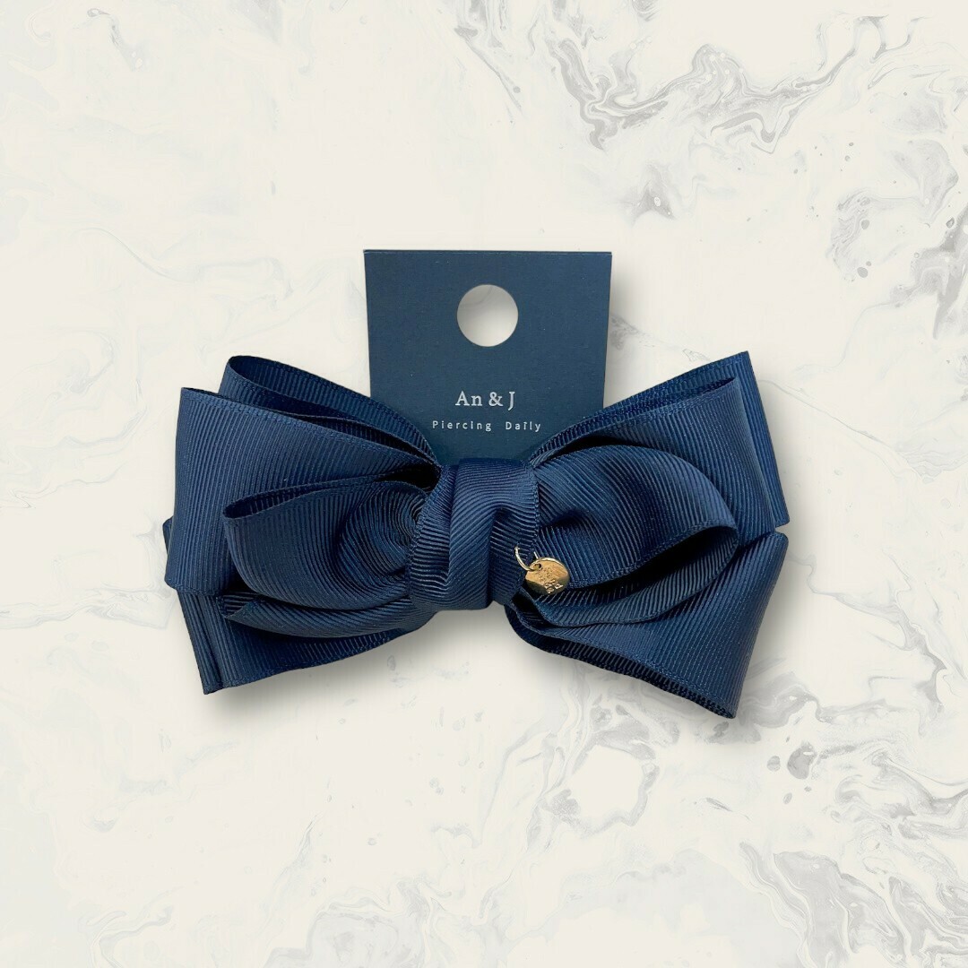 韓國直送髮飾 中吊金圓牌多層次蝴蝶結彈夾