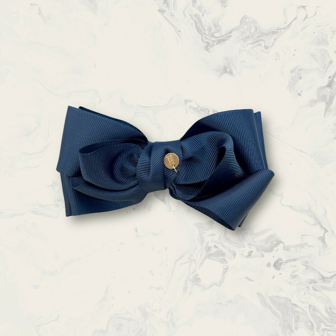 韓國直送髮飾 中吊金圓牌多層次蝴蝶結彈夾