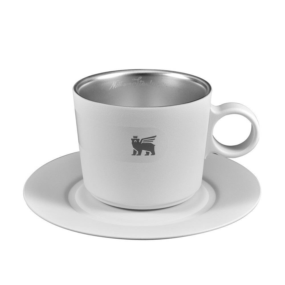 The DayBreak STANLEY 晨光時刻 雙層不鏽鋼卡布奇諾咖啡杯盤組 / 晨霧白