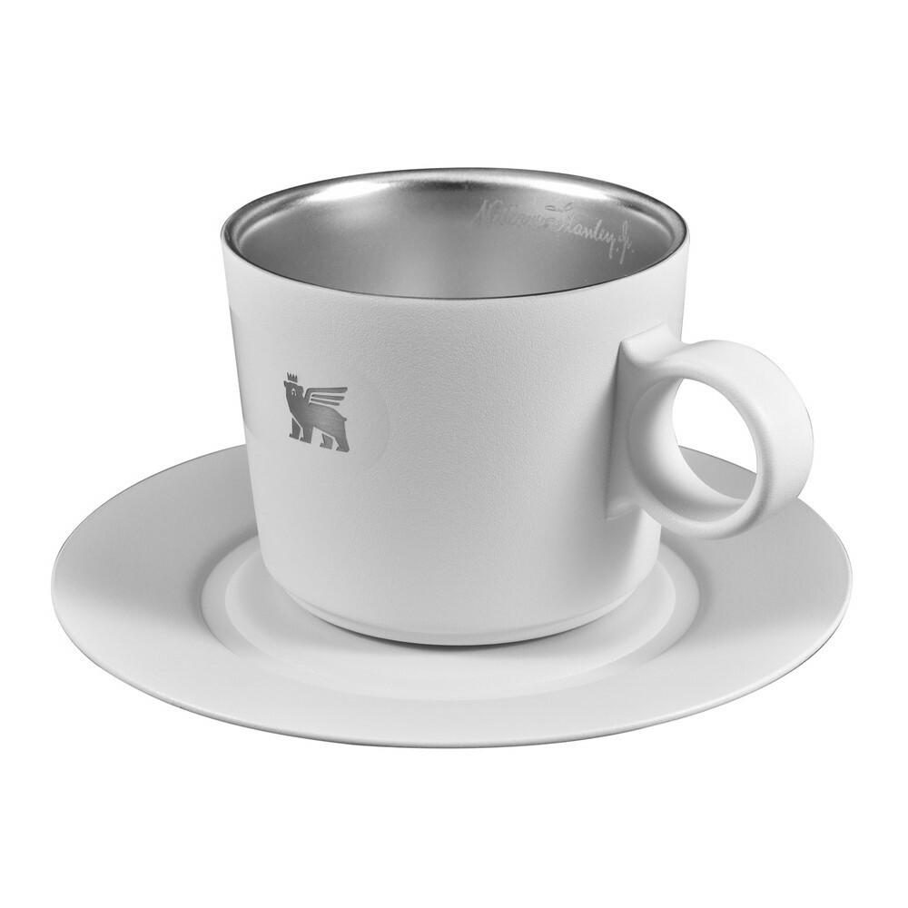 The DayBreak STANLEY 晨光時刻 雙層不鏽鋼卡布奇諾咖啡杯盤組 / 晨霧白