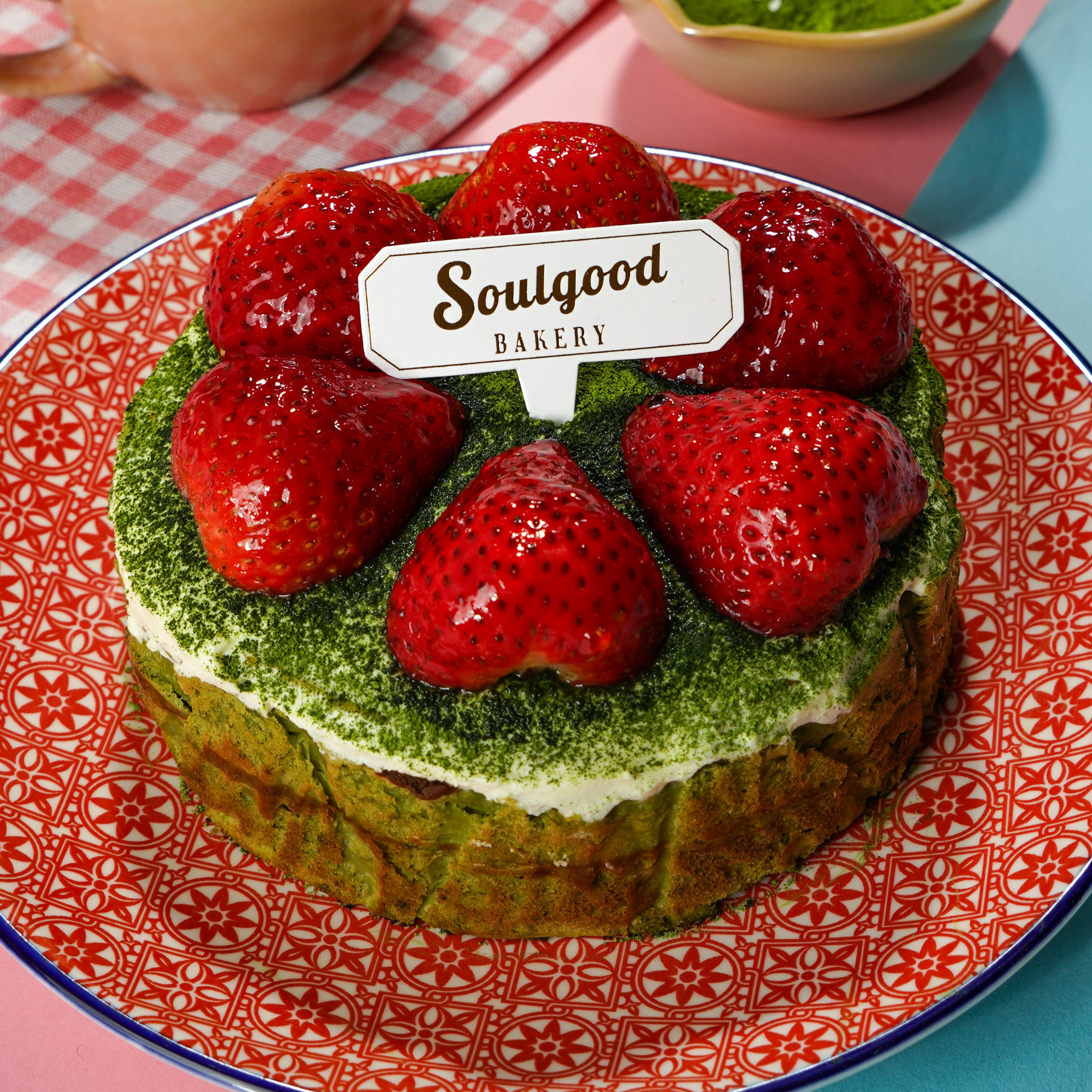 Japanese Matcha Strawberry Mochi Basque Burnt Cheesecake