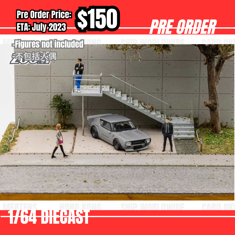 Pre Order-$150 Zoom 1:64 Nissan Skyline GT-R KPGC110 LB Wide Body Grey [OD11/06]