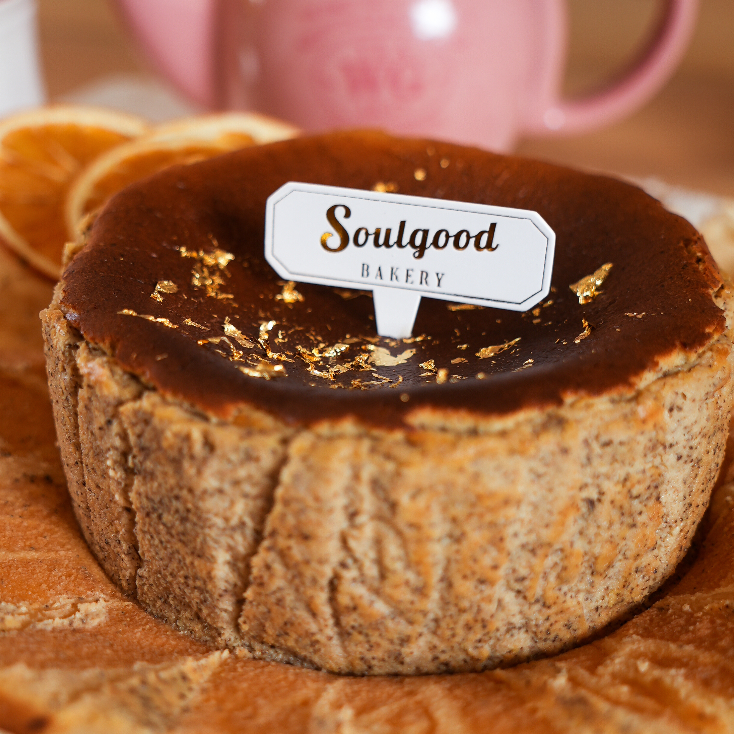 Luxurious Gold Leaf Earl Grey Basque Burnt Cheesecake