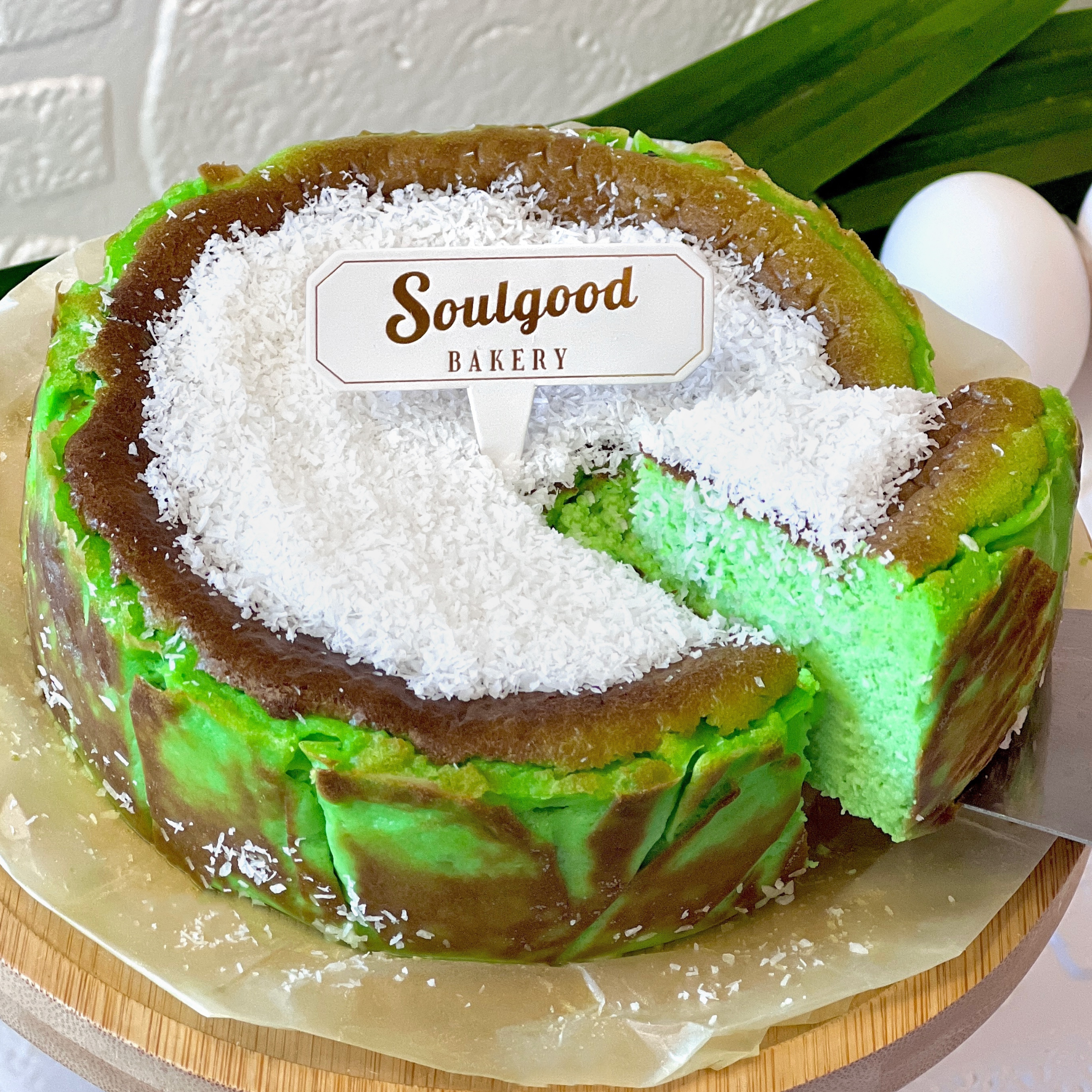 Pandan Coconut Basque Burnt Cheesecake