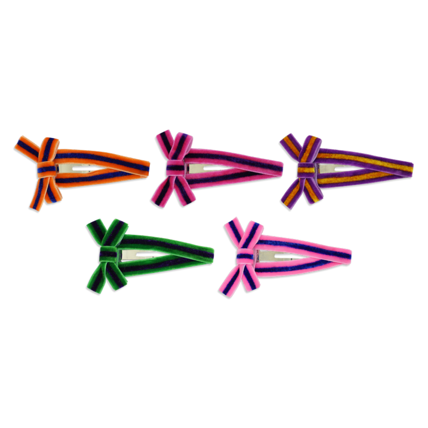 〖 Milk x Soda 〗條紋絨面蝴蝶結髮夾