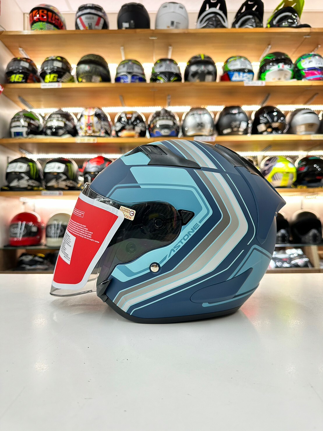 ASTONE DJS 彩繪 BM13 平光藍/淺藍 3/4罩