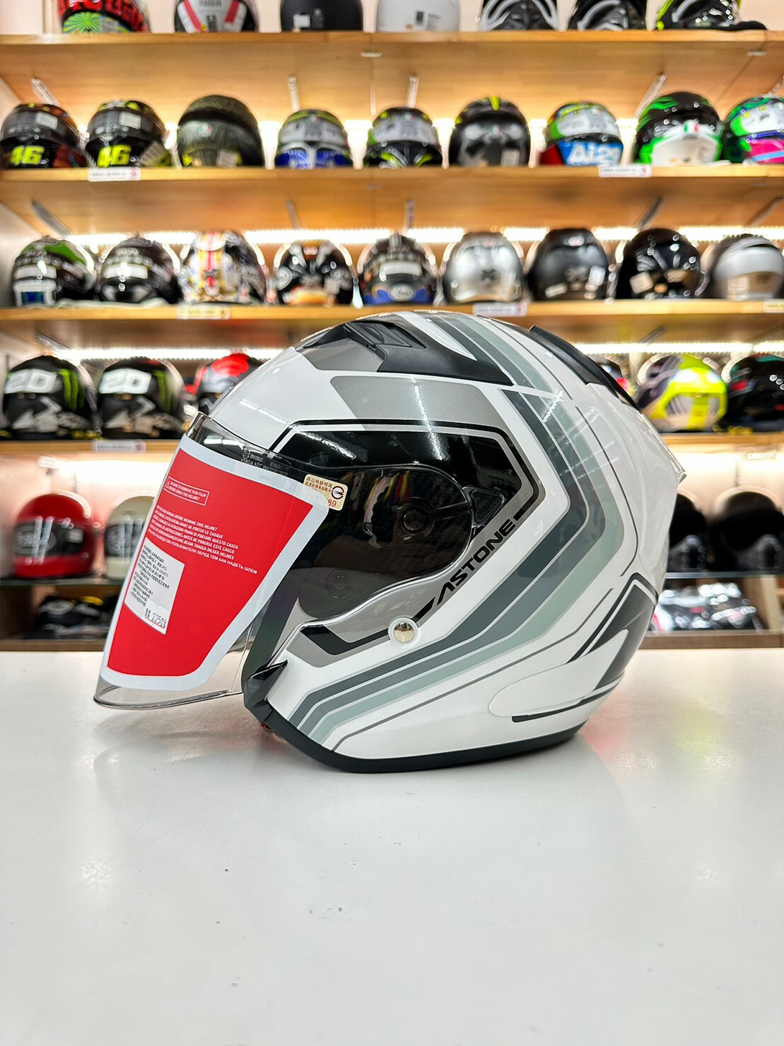 ASTONE DJS 彩繪 BM13 白/灰 3/4罩