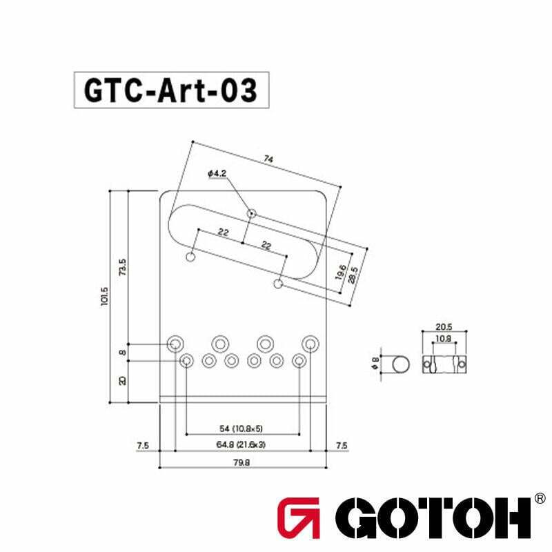 Gotoh GTC-Art-03 Tele用 琴橋 黃銅下弦枕 花紋雕刻