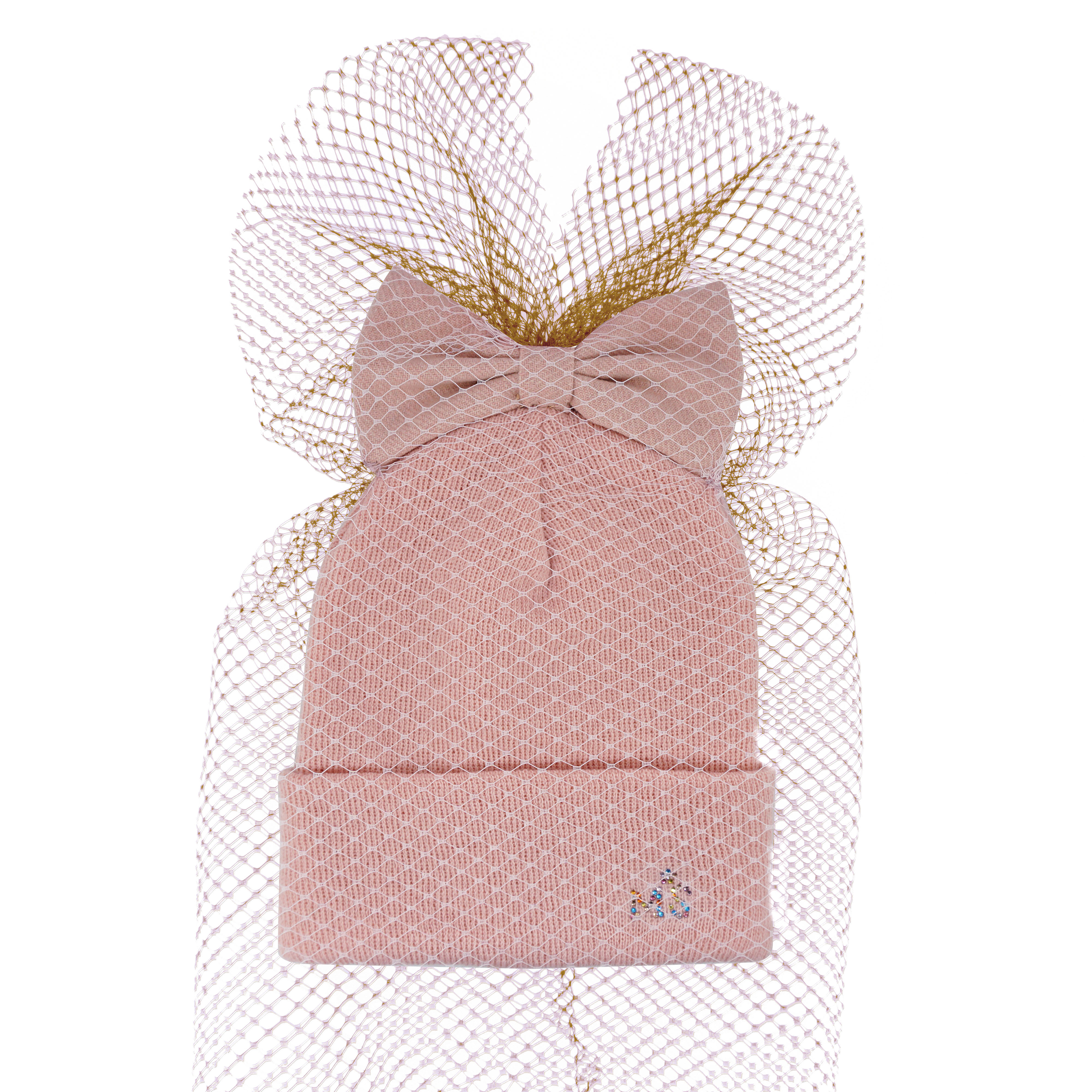 〖 Milk x Soda 〗紗網蝴蝶結套頭帽 (粉)