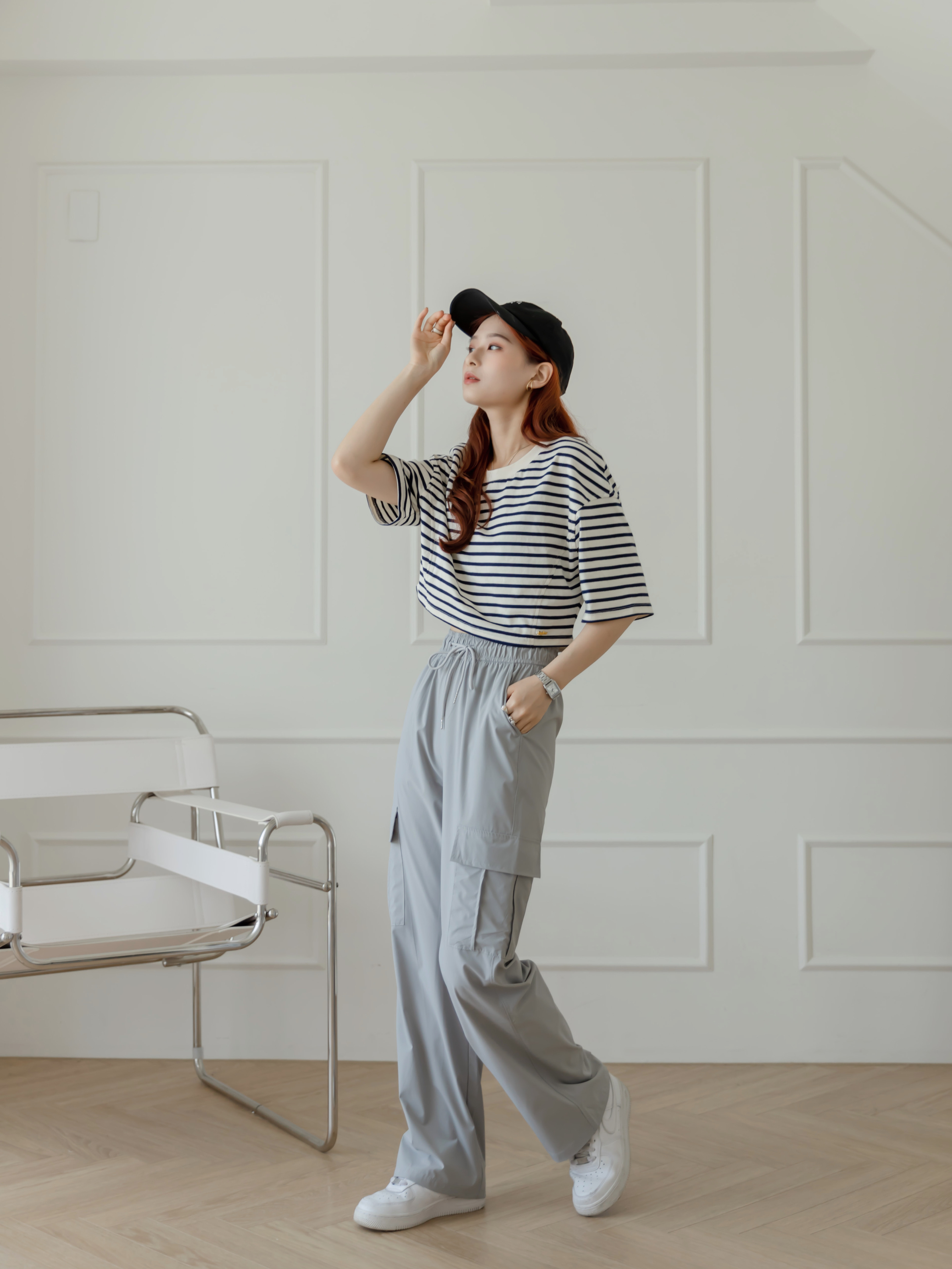 奶灰涼感工裝褲