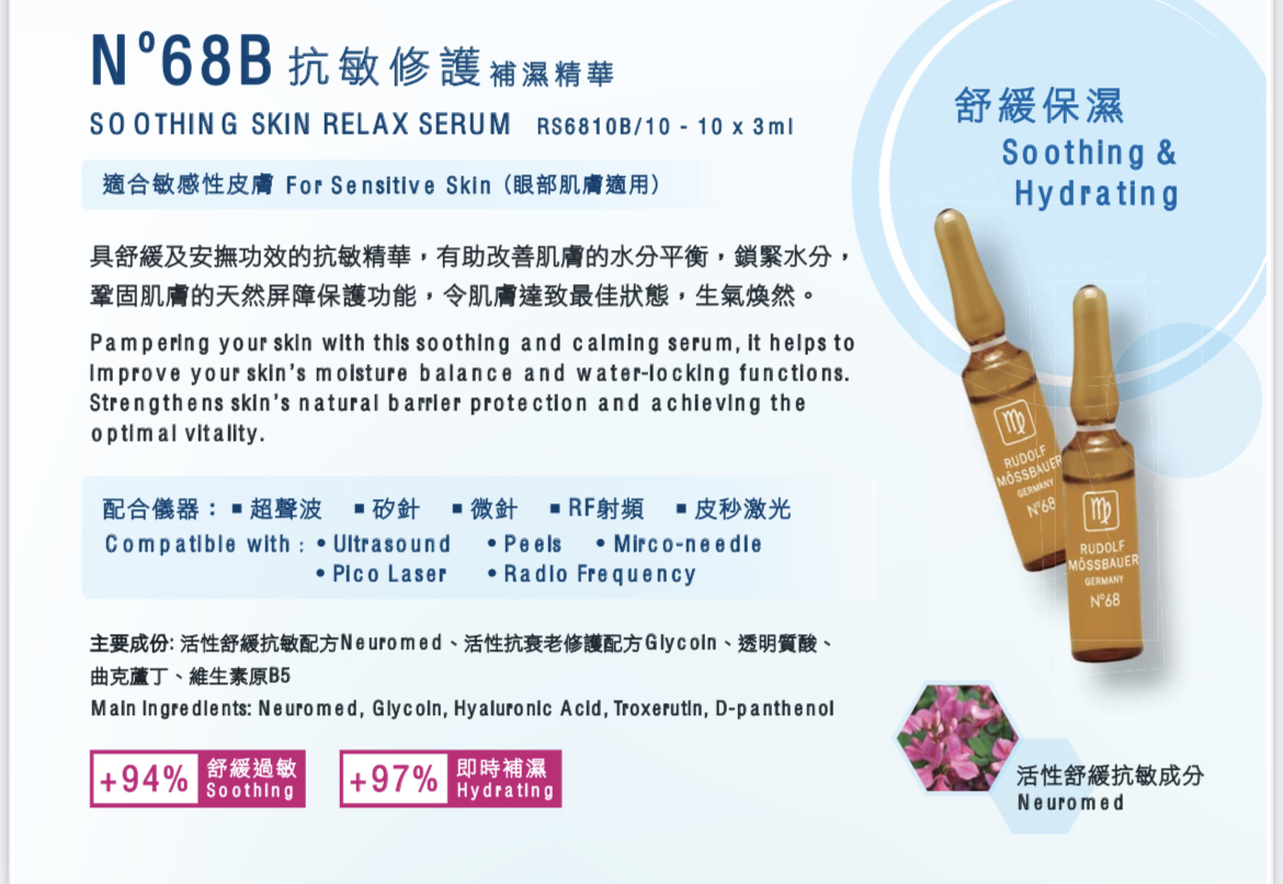 凝肌 Rudolf Mossbauer Soothing Skin Relax Serum N.68 抗敏修護補濕精華 3mlx10