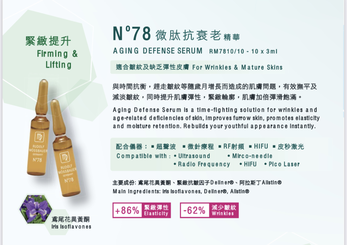 凝肌 Rudolf Mossbauer Aging Defense Serum N.78 微肽抗衰老精華 3mlx10