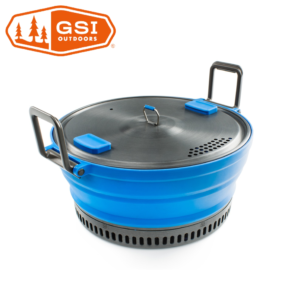 GSI ESCAPE HS 折疊鍋 可收壓蓋鍋 露營炊具 可收折鍋子 2L 藍色 50232 [HappyOutdoor]