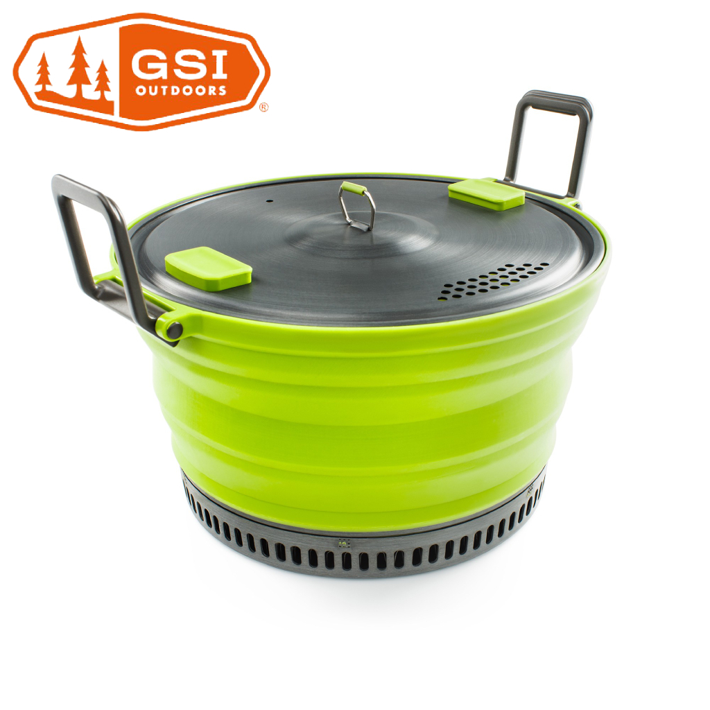 GSI ESCAPE HS 折疊鍋 可收壓蓋鍋 露營炊具 可收折鍋子 3L 綠色 50233 [HappyOutdoor]