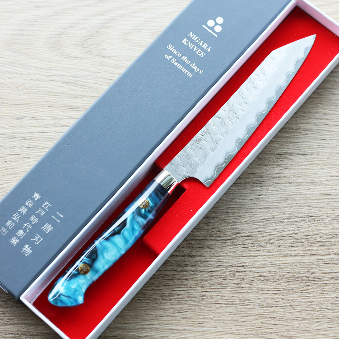 二唐刃物 切付蔬果 150mm SG2粉末HSS鋼 磨鎚目 壓克力柄