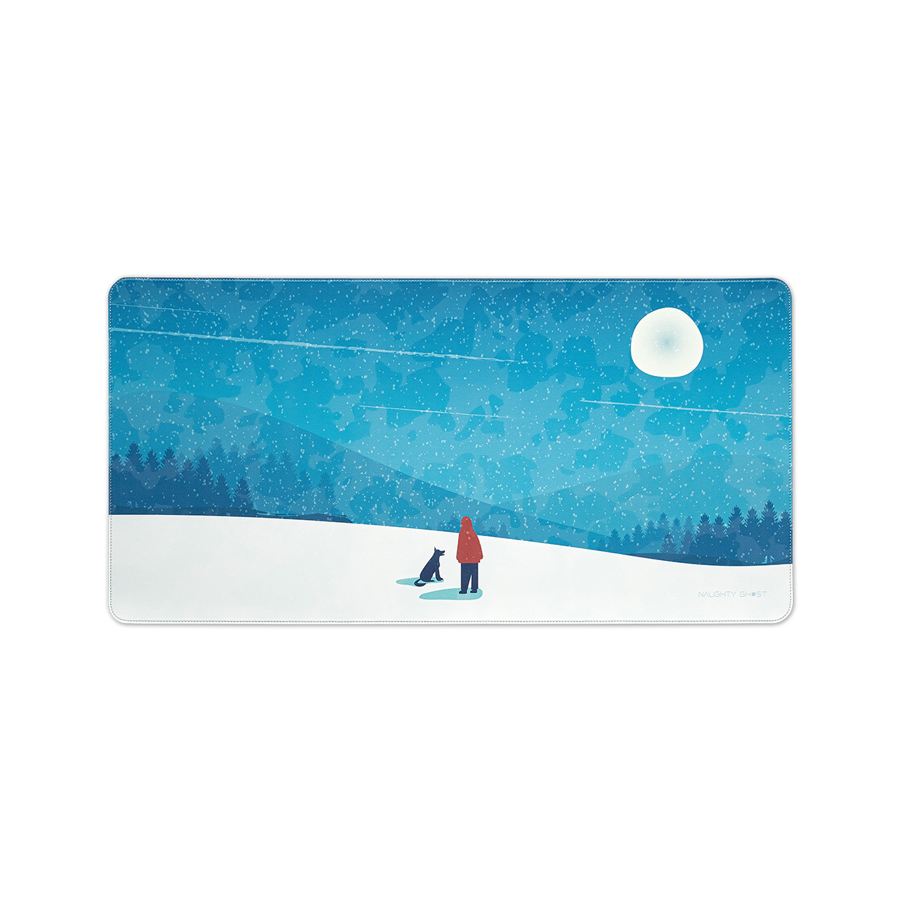 莫蘭墊【月照雪夜】雙面用寫字皮革桌墊