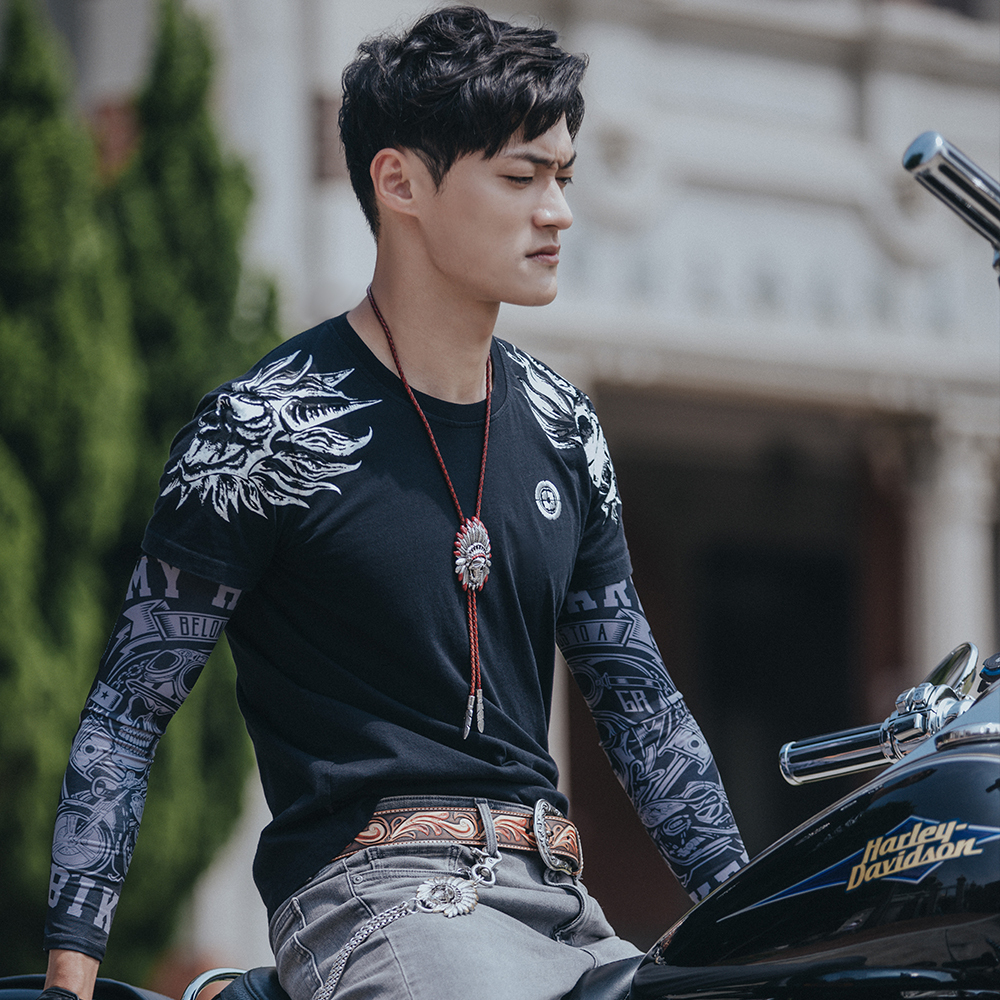 印地安骷髏酋長 紅色真皮皮繩款 保羅領帶/BoloTie/美式領帶－快速出貨