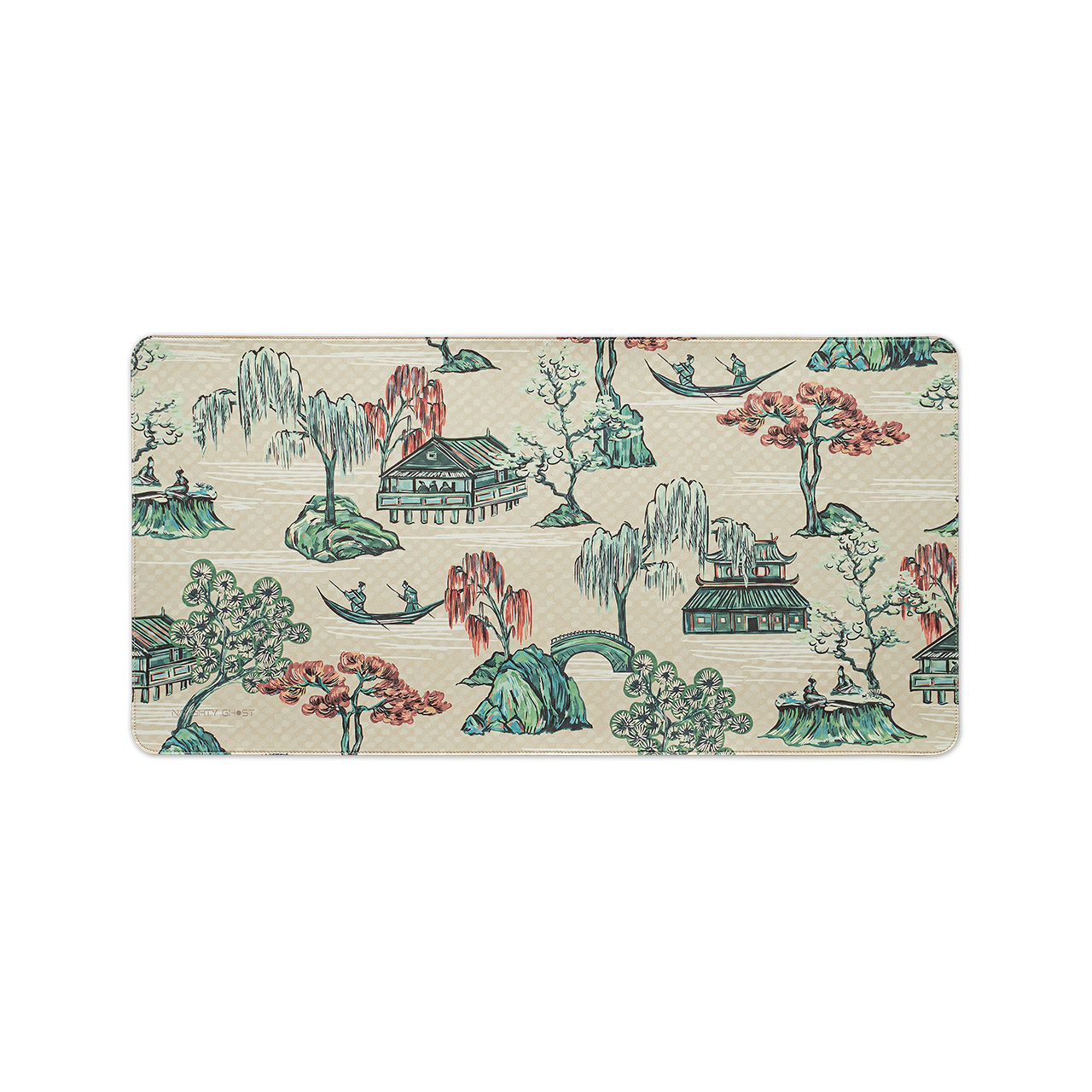 莫蘭墊【山水紅梅】雙面用寫字皮革桌墊