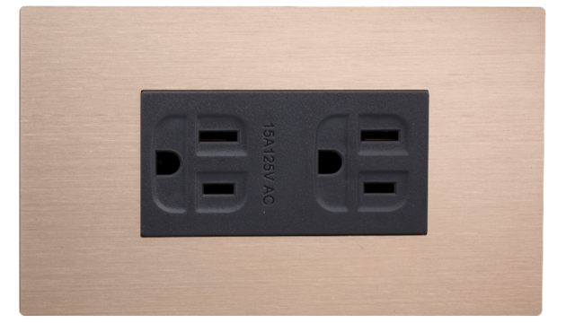 中一 月光系列摩登金/接地雙插蓋板組 JY-M1512-MRD