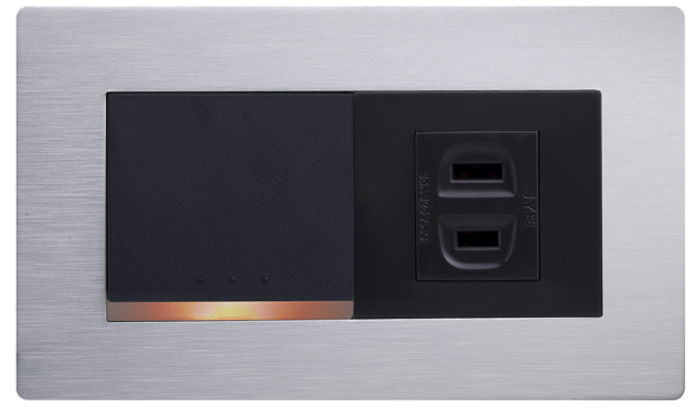 中一 月光系列摩登銀/一開關一插座蓋板組 JY-1001S(W)+JY-N5152(N4108-MRS)