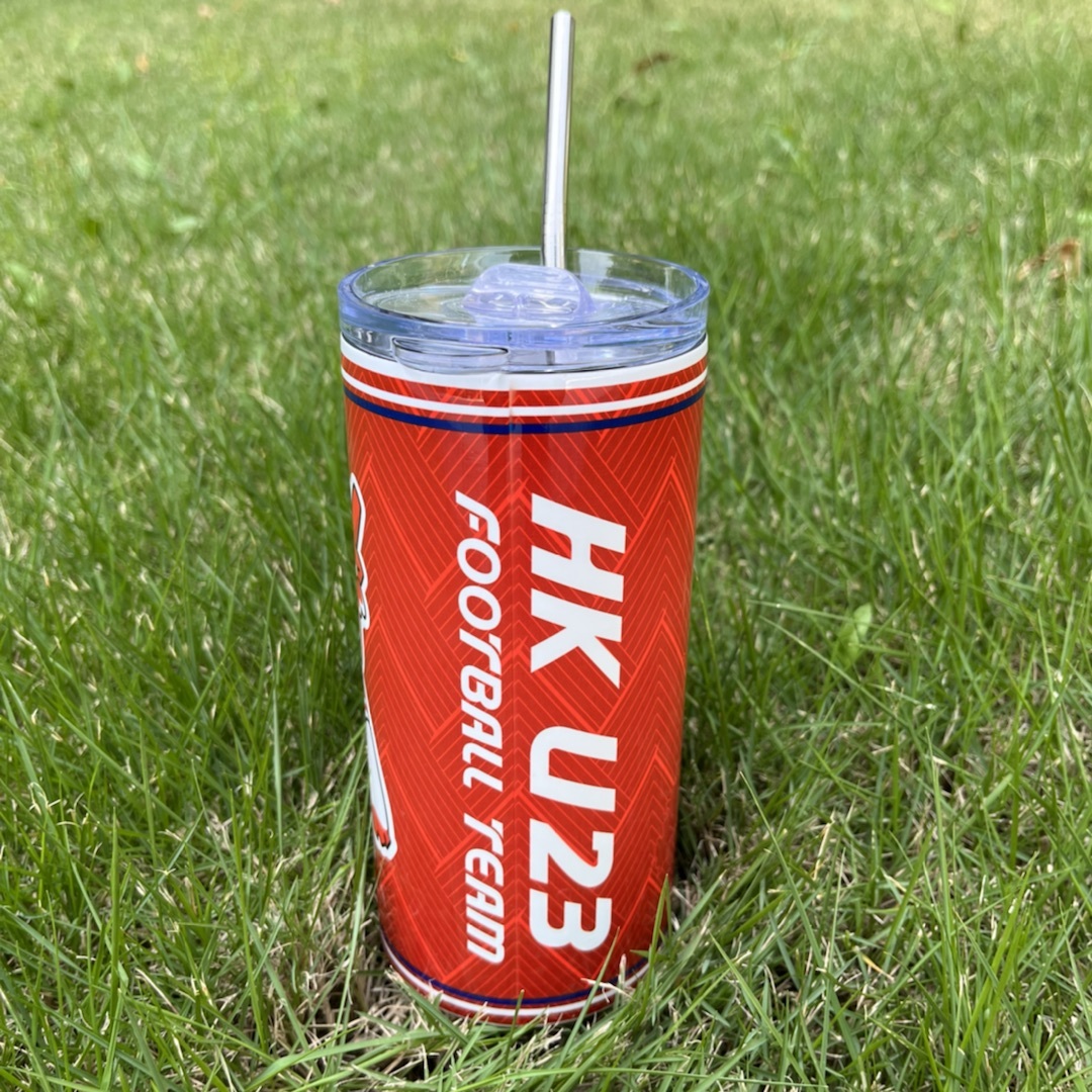 香港U23紀念品--帶飲管不鏽鋼水杯480ml