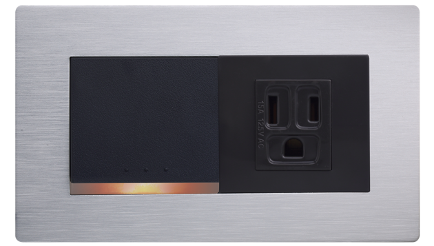 中一 月光系列摩登銀/一開關一接地單插座蓋板組 JY-1101(W)+JY-N5152(N4108-MRS)