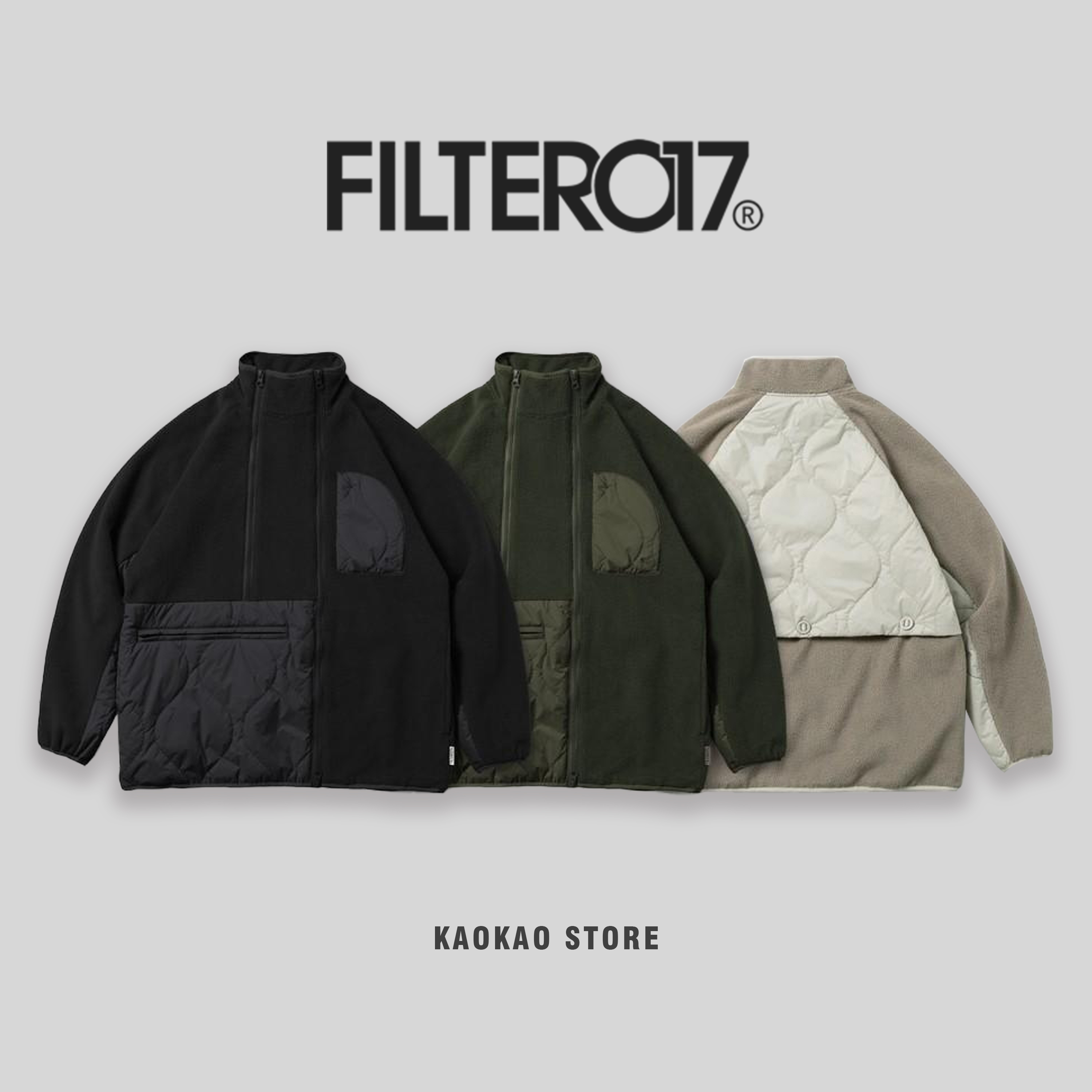 搖粒絨 拼接 罩衫 Filter017 Fleece pieced High-neck Sweatshirt【Filter017-4692】