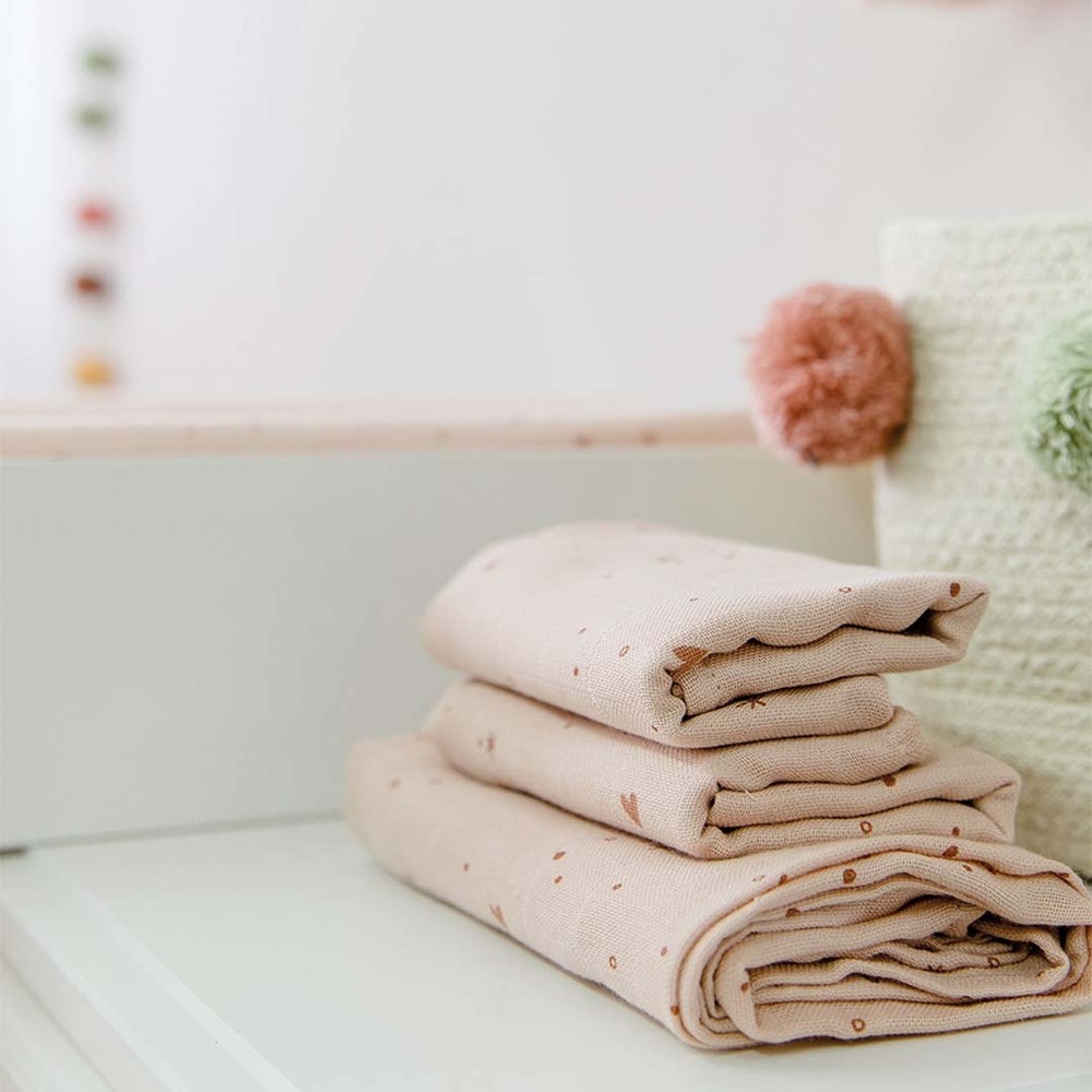 Gloop 有機棉紗布巾三件組 / 粉粉甜心