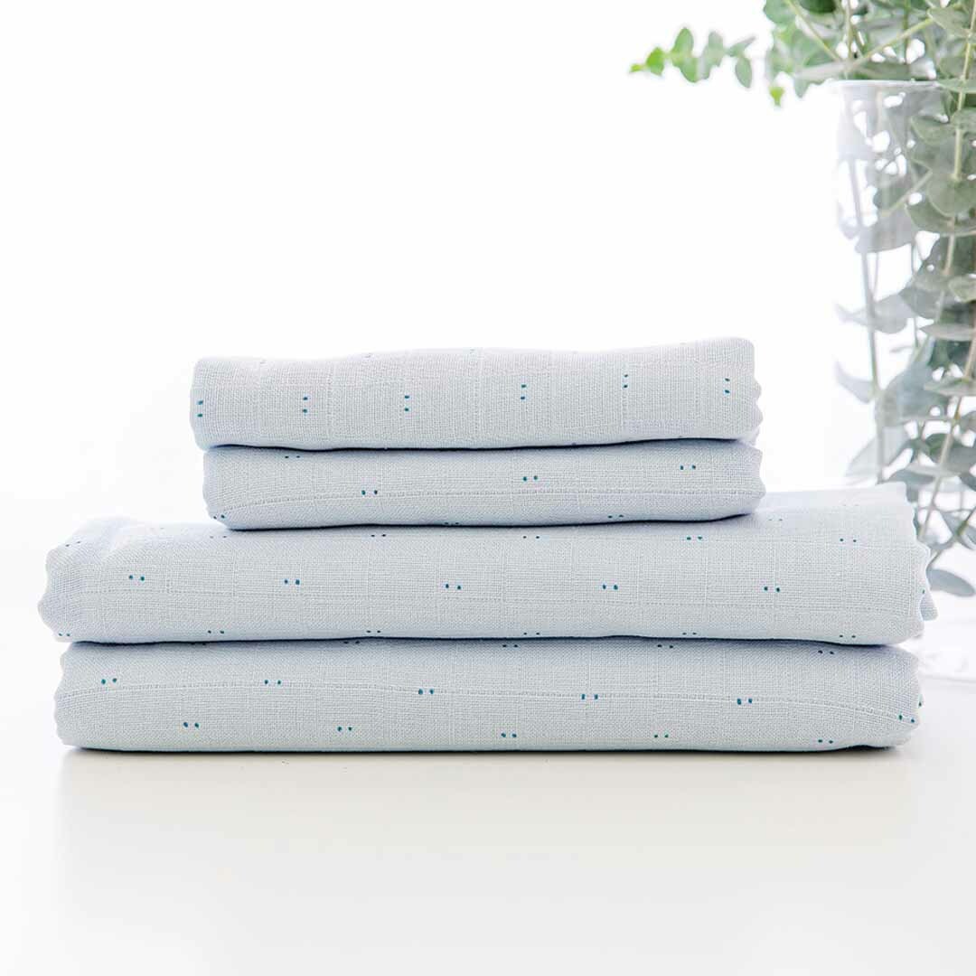 Gloop 有機棉紗布巾三件組 / 點點藍天