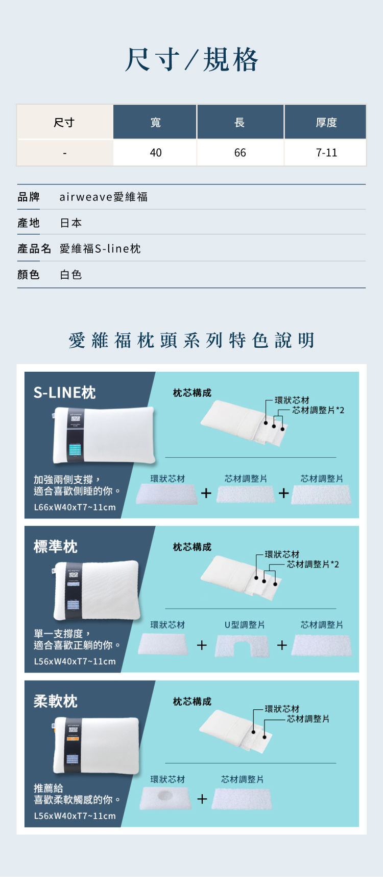 愛維福S-LINE枕