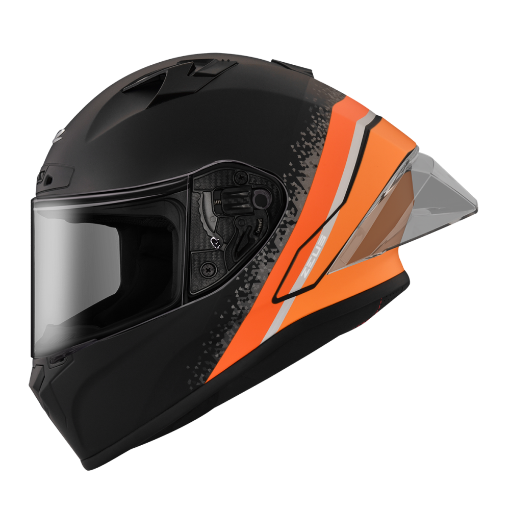 ZEUS ZS-826  彩繪 BK10 消光黑/橘 全罩 輕量化 ZS826