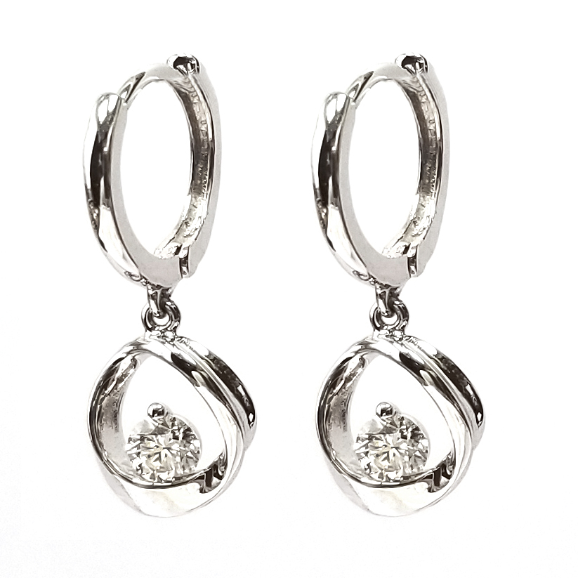 韓國18K白金天然鑽石耳環