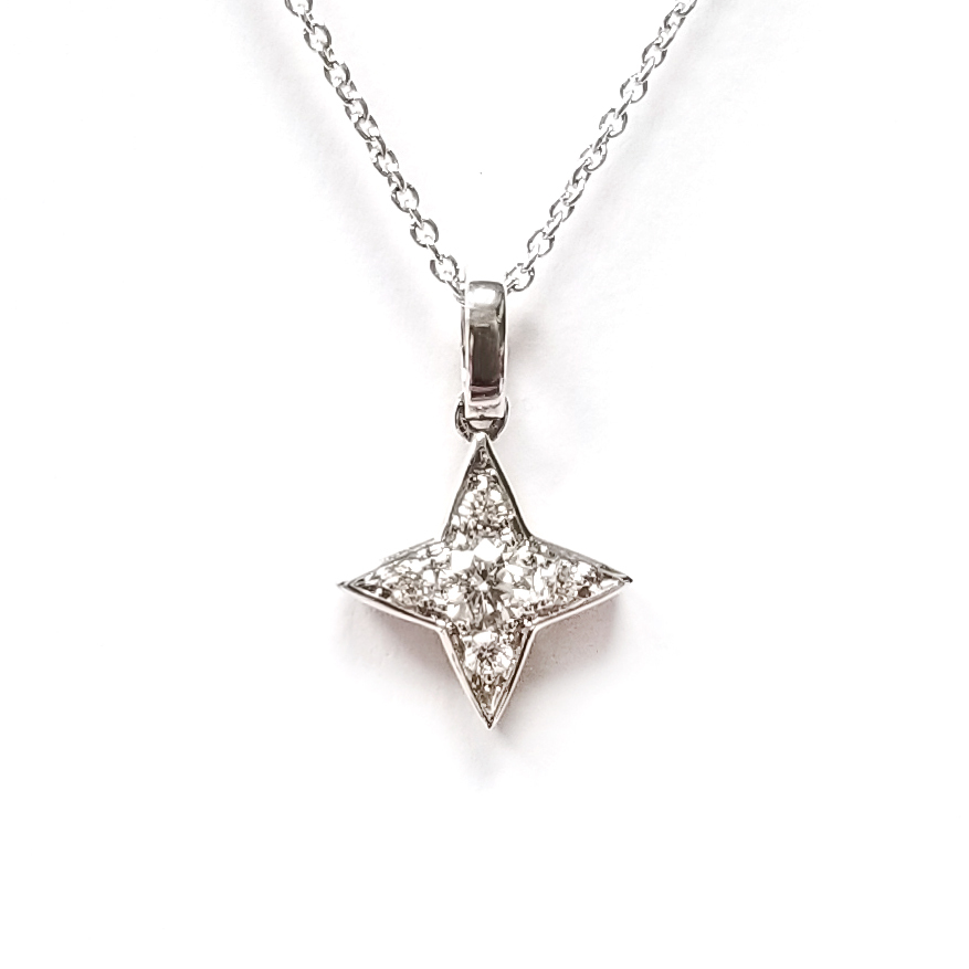 18K白金天然鑽石吊墜