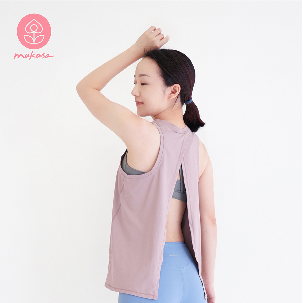 MUKASA 後背開叉無袖罩衫 - 藕粉 MUK-2304202