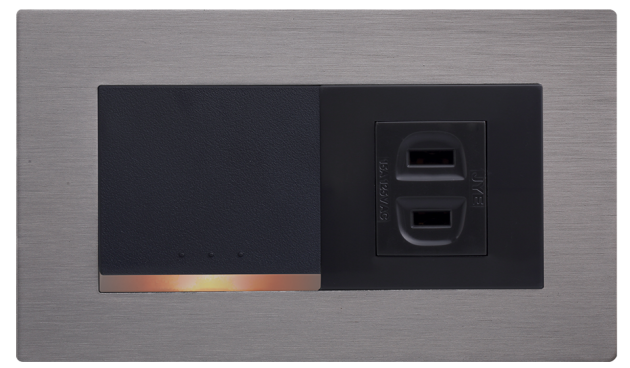 中一 月光系列摩登灰－一開關一插座蓋板組 JY-1001S(W)+JY-N5152(N4106-MRG)