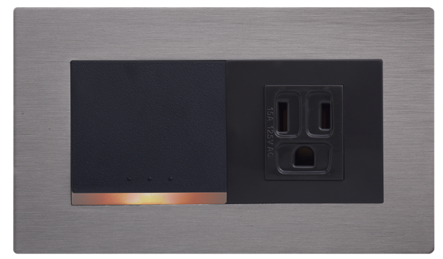 中一 月光系列摩登灰－一開關一接地單插座蓋板組 JY-1101(W)+JY-N5152(N4108-MRG)