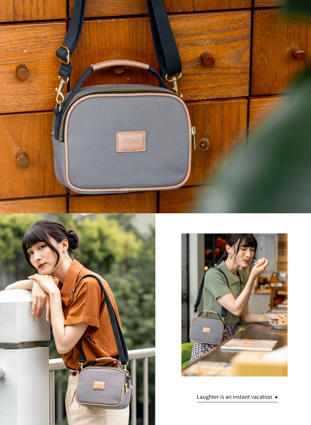 satana Urban Wander 漫享輕量手提斜背包 雲灰色 SFL0030-115